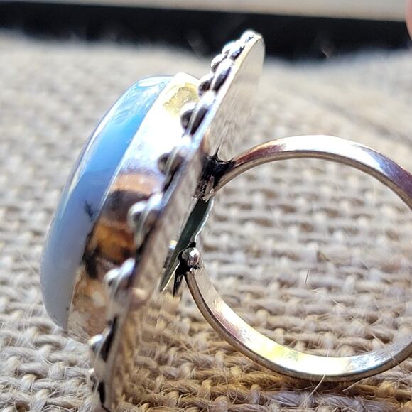 Handcrafted Sterling Silver Dendritic Opal Ring, Size 7.75 Natural Stone Jewelry - Picture 6 of 10